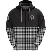 Scott Black White Modern Clan Half Of Tartan Zipper Hoodie